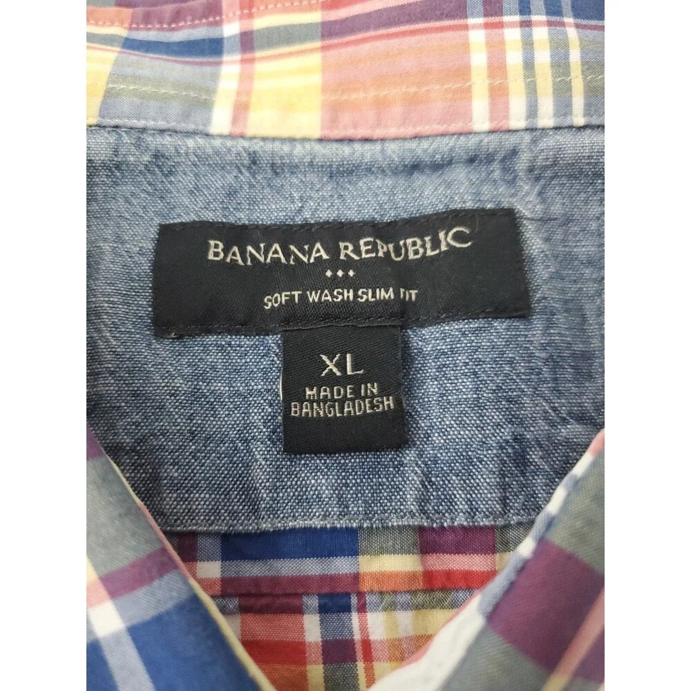 Banana Republic Men's‎ Soft Wash Slim Fit Long Sleeve Button Up Dress Shirt, XL